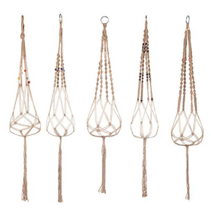 Großformatige Betriebsaufhänger Korb Handgemachte Seil Töpfe Halter Feinhanfseil Net Blumentopfpflanze Lanyard (Color : 1pcs)