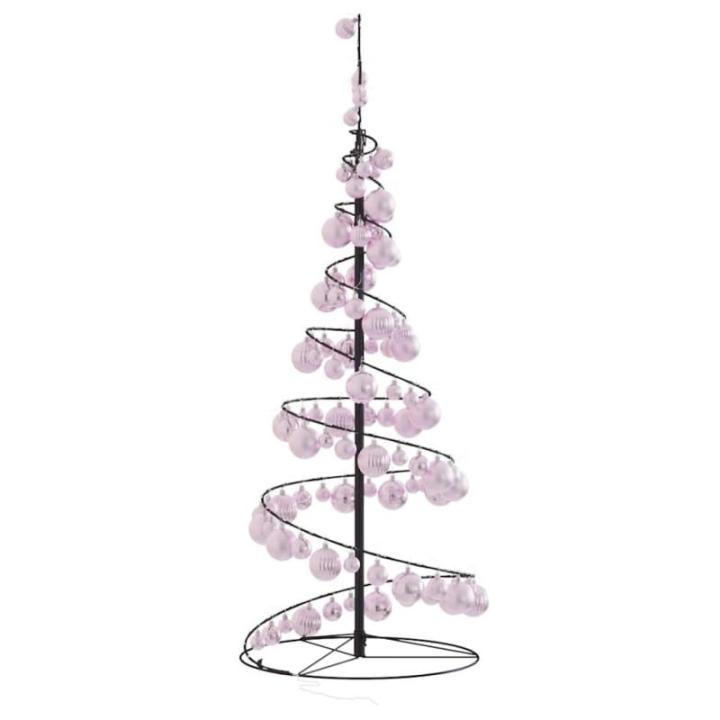Kerstboom kegelvorm met ballen 80 leds warm wit 120 cm