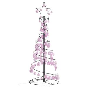 Kerstboom kegelvorm met ballen 80 leds warm wit 120 cm