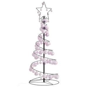 Kerstboom kegelvorm met ballen 80 leds warm wit 120 cm