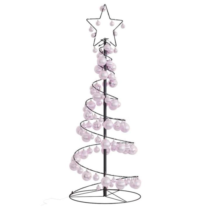 Kerstboom kegelvorm met ballen 80 leds warm wit 120 cm