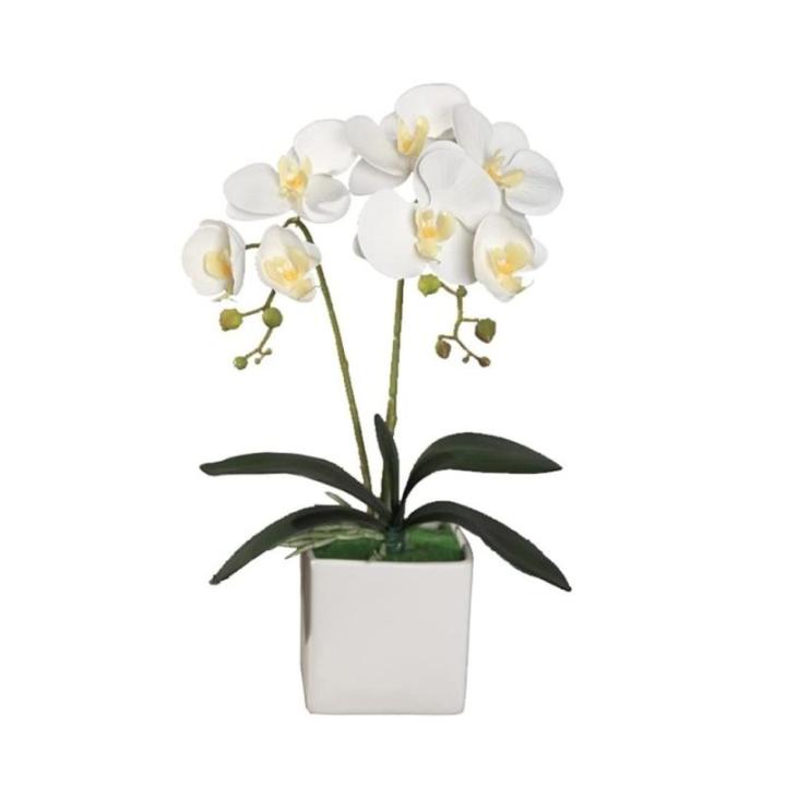 Kunstblumen Künstliches Phalaenopsis-Blumenarrangement, künstliche Orchideen-Bonsai im Topf, Pflanze für Zuhause, Büro, Küche, Schlafzimmer für jeden Anlass