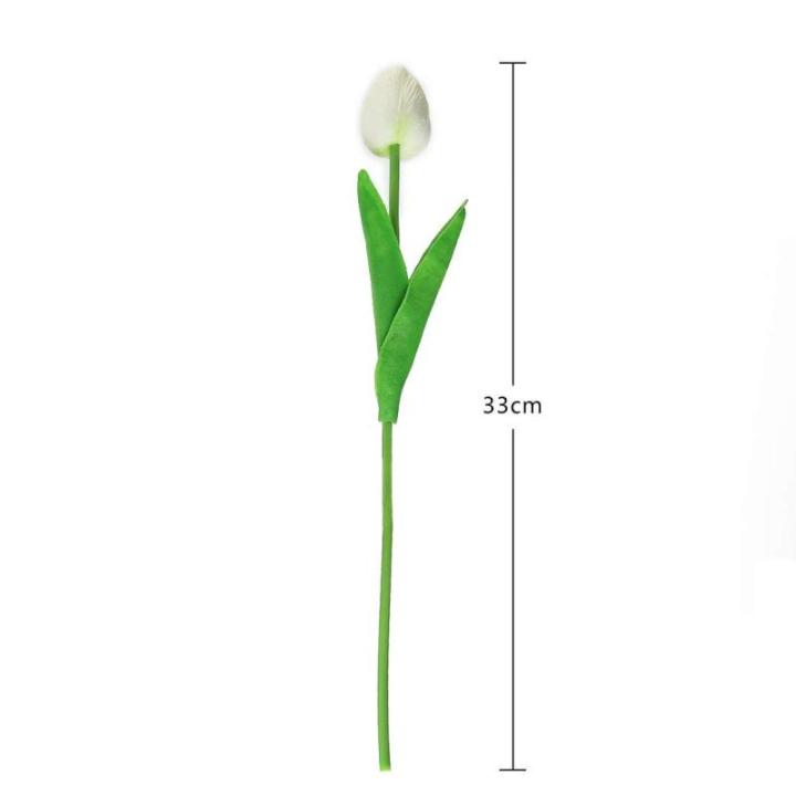 20 stuks PU Real Touch Latex Kunstmatige tulpen neptulpen bloemen boeketten bloemenarrangement voor huis kamer bruiloftsboeket middenstuk, wit