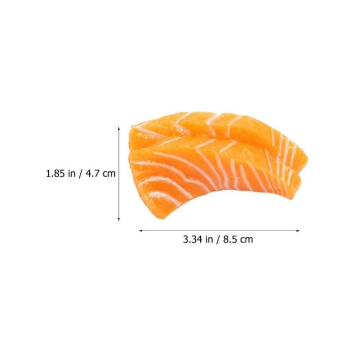 6 stuks model zalmfilet vlees fotografie rekwisiet voedsel speelgoed gesimuleerde zalmschijf keukendecoratie en accessoires sashimi schijf model Japan kind PVC sushi