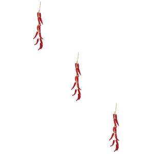 3 Stück Schnur Künstlicher Roter Pfeffer Küche Zum Aufhängen Künstliches Gemüse Falsches Gemüse-Chili Simulation Pfeffer Wohnaccessoires Dekor Lebensmitteldekor Pflanzen Dek