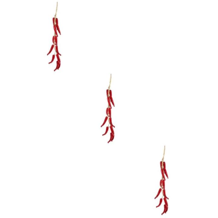 3 Stück Schnur Künstlicher Roter Pfeffer Küche Zum Aufhängen Künstliches Gemüse Falsches Gemüse-Chili Simulation Pfeffer Wohnaccessoires Dekor Lebensmitteldekor Pflanzen Dek