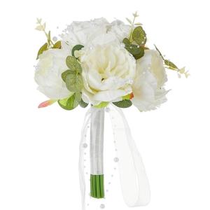 Hochzeitssträuße mit Schleife, künstliche Blumensträuße für Brautjungfern zur Hochzeit, Zeremonie, zum Jahrestag oder zum Valentinstag
