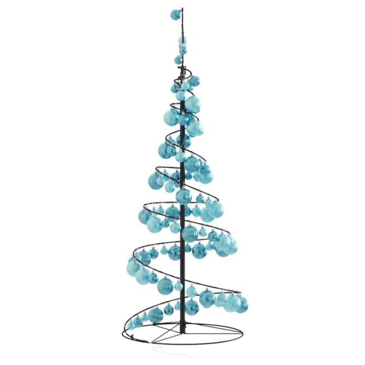 Kerstboom kegelvorm met ballen 80 leds warm wit 120 cm