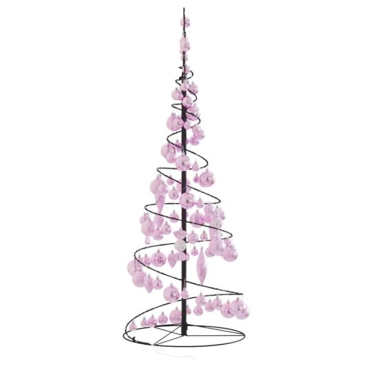 Kerstboom kegelvorm met ballen 80 leds warm wit 120 cm