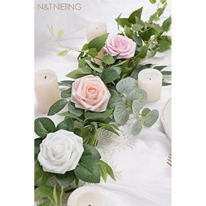 Kunstbloemen, rozen, 25 stuks, kunstrozen met steel, doe-het-zelf decoratie, voor bruiloft, boeketten, bruid, babyshower, feest, woondecoratie, serie roze