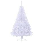 Kunstkerstboom met standaard, hoge kunstkerstboom, 120 cm hoog, kerstdecoratie van pvc en staal, wit