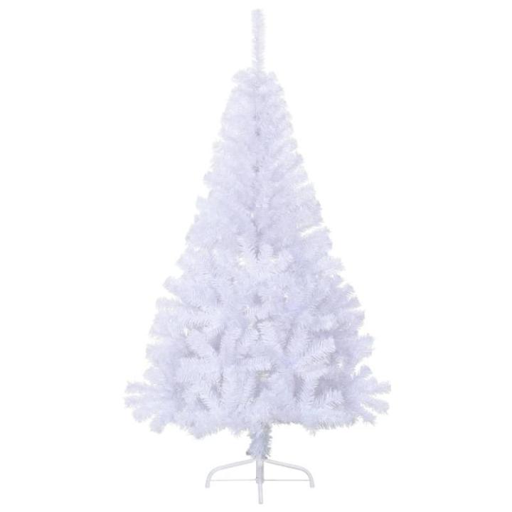 Kunstkerstboom met standaard, hoge kunstkerstboom, 120 cm hoog, kerstdecoratie van pvc en staal, wit