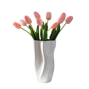 Kunstblumen Künstliche Tulpenblume in Keramikvase, für Zuhause, Küche, Hochzeitsdekoration, gefälschter Tulpenstrauß, 5 Farben für jeden Anlass