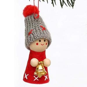 Schattige gebreide poppetjes als kerstornament, in 2-delige set, in grijs/rood