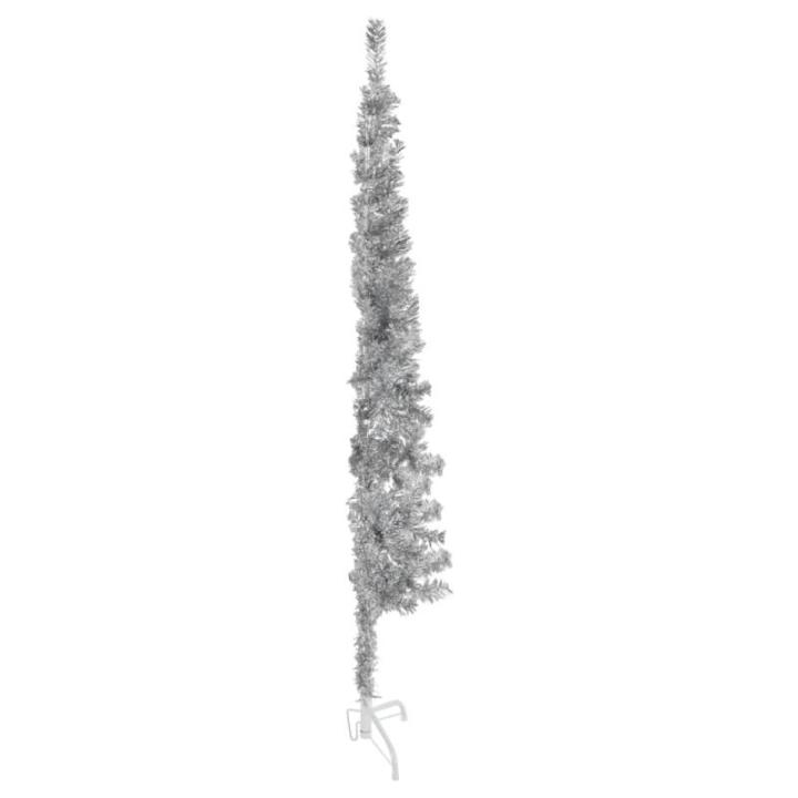 Künstlicher Weihnachtsbaum Silber 150 cm Höhe PVC-Material Halb-Weihnachtsbaum Platzsparend Wand Christbaum Innen- und Außenbereich Wirtschaftliche Weihnachtsdekoration Festlich