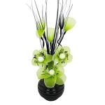 813 Zwarte vaas met limoengroene mini-nylonbloem, 32 cm