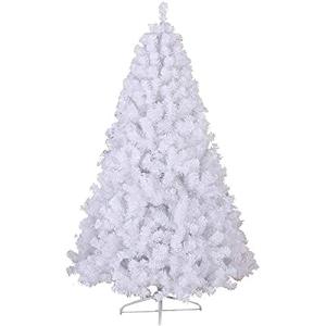 Weihnachtsbaum mit Licht, großer Weihnachtsbaum, weiß, künstlicher Weihnachtsbaum mit Scharnieren und Metallständer (Farbe: weiß, Größe: 150 cm) (weiß 210 cm)