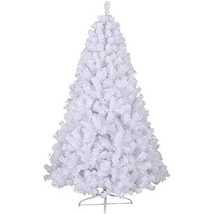 Weihnachtsbaum mit Licht, großer Weihnachtsbaum, weiß, künstlicher Weihnachtsbaum mit Scharnieren und Metallständer (Farbe: Weiß, Größe: 150 cm) (Weiß 300 cm)