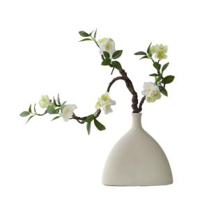 Kunstblumen Künstliche Pflaumenblüten, Pflaumenblüte im Zen-chinesischen Stil, für Heimtisch, Büro, Party, Dekoration (weiße weiße Keramikvase) für jeden Anlass