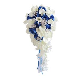 Künstlicher Blumenstrauß mit Diamantknopf, Wasserfall-Simulation, gefälschte Blumen für Hochzeitsfeier, Braut, Handrequisiten