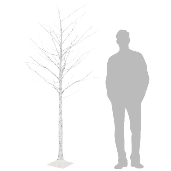 LED Birke Warmweiß 128 LEDs Beleuchtet Birkenbaum Lichterbaum Leuchtbaum Weihnachtsdeko Beleuchtung Dekobaum Kunstbaum 220cm