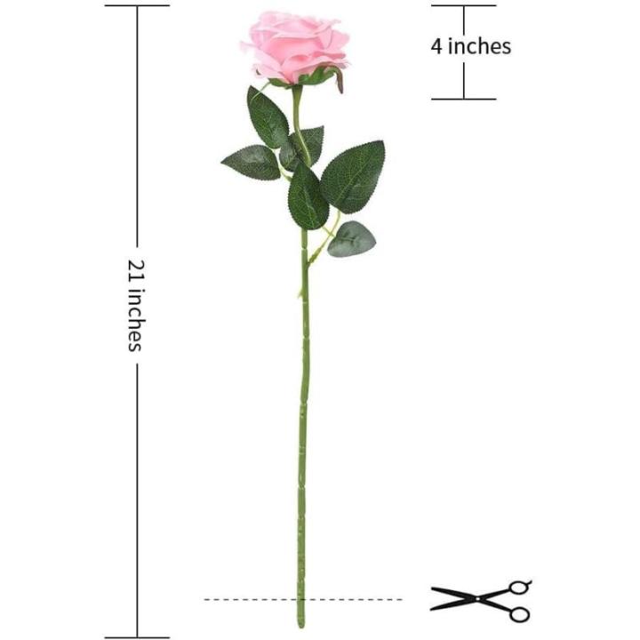12 stuks Kunstmatige Rozen, 53cm Kunstrozen Enkele Lange Steel , Realistische voor Bruiloftsboeket, Thuis Tuin Woonkamer Hotel Kantoor Decoratie (Rosa)