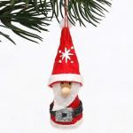Schattige gebreide poppetjes als kerstornament, in 2-delige set, in grijs/rood