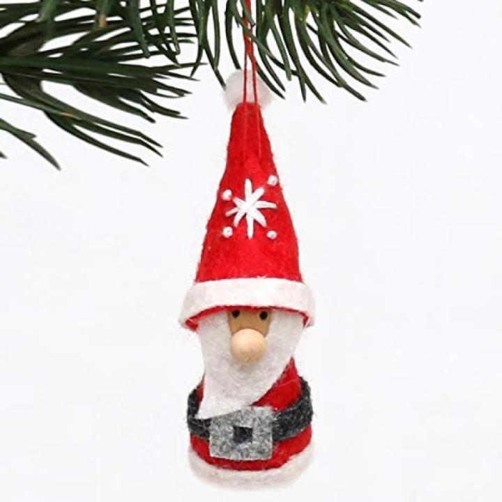 Schattige gebreide poppetjes als kerstornament, in 2-delige set, in grijs/rood