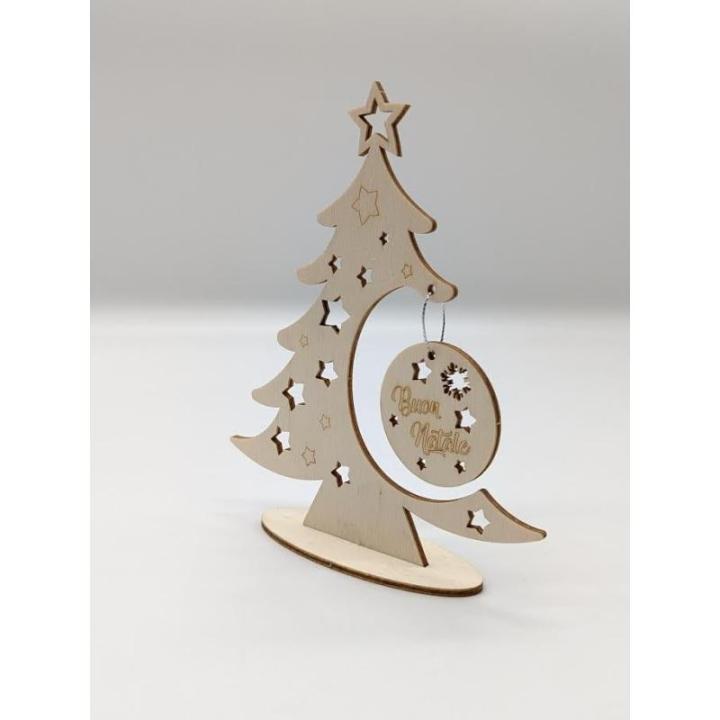 Weihnachtsbaum aus Holz, DIY Weihnachtsbaum, Baum mit Weihnachtskugeln, Weihnachtsdekoration für Zuhause, hergestellt in Italien (Frohe Weihnachten)