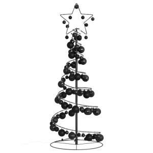 Kerstboom kegelvorm met ballen 80 leds warm wit 120 cm