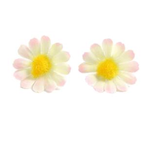 30 stuks kunstmadeliefjes, bloemkoppen, kleine bloemkoppen, decoratie, kleurrijke zijden bloemen voor bruiloft, feest, huis, doe-het-zelf knutselen, roze-geel