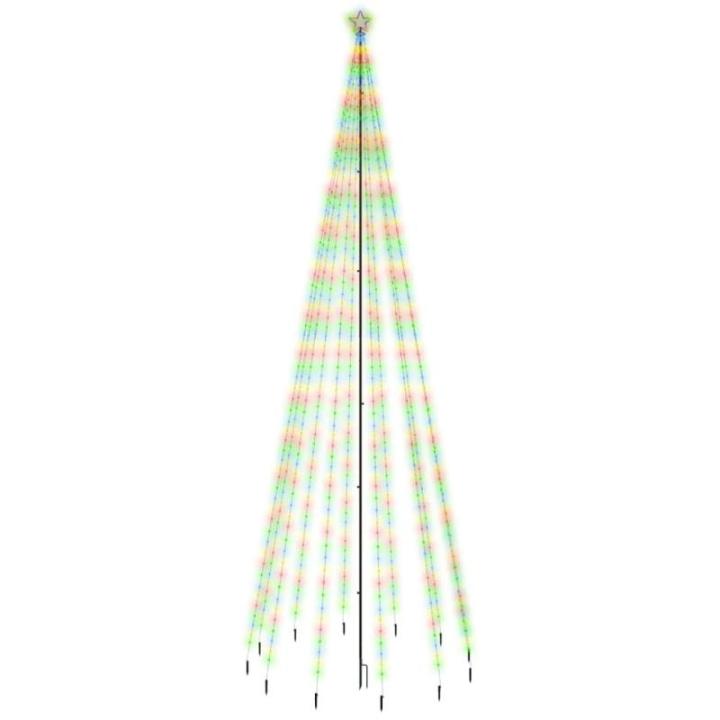 Kerstboom met haringen, lichtboom, kerstdecoratie, sterverlichting, buiten, verlichte lichtketting, meerkleurig, 732 leds, 500 cm