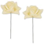 Kunstrozenbloemen met steel als kunstmatige decoratieve rozen van was, 2-delige crème-witte rozenblaadjes als echt voor bloemstukken, bloemendecoratie, waxrozen als kunstrozen, be