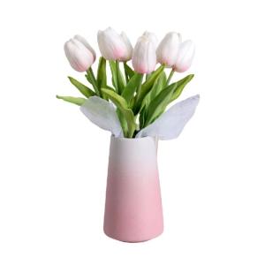 Kunstblumen 8 künstliche Tulpenblumen in Vase, Tischküchendekoration, 11,8-Zoll-Tulpen, Bürodekoration, Schlafzimmerdekoration für jeden Anlass