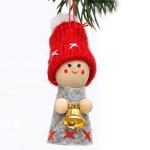 Schattige gebreide poppetjes als kerstornament, in 2-delige set, in grijs/rood