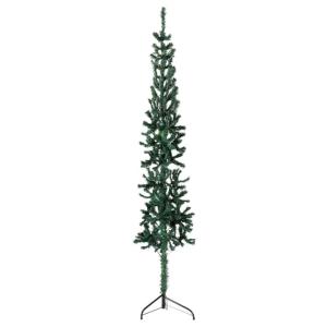 Kunstkerstboom, groen, 180 cm hoog, pvc-materiaal, halve kerstboom, ruimtebesparend, voor binnen en buiten, economische kerstdecoratie, feestelijke dagen