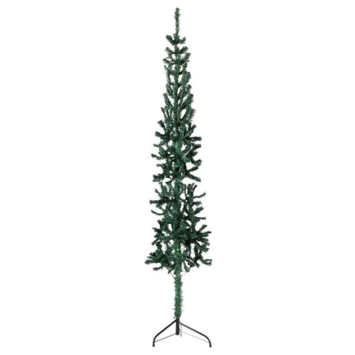 Kunstkerstboom, groen, 180 cm hoog, pvc-materiaal, halve kerstboom, ruimtebesparend, voor binnen en buiten, economische kerstdecoratie, feestelijke dagen