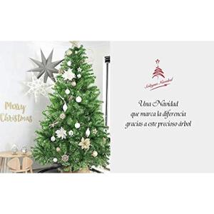 Kunstkerstboom met metalen standaard, spar 120 cm - 210 cm (Glanzend Groen, 150cm 293Tips)