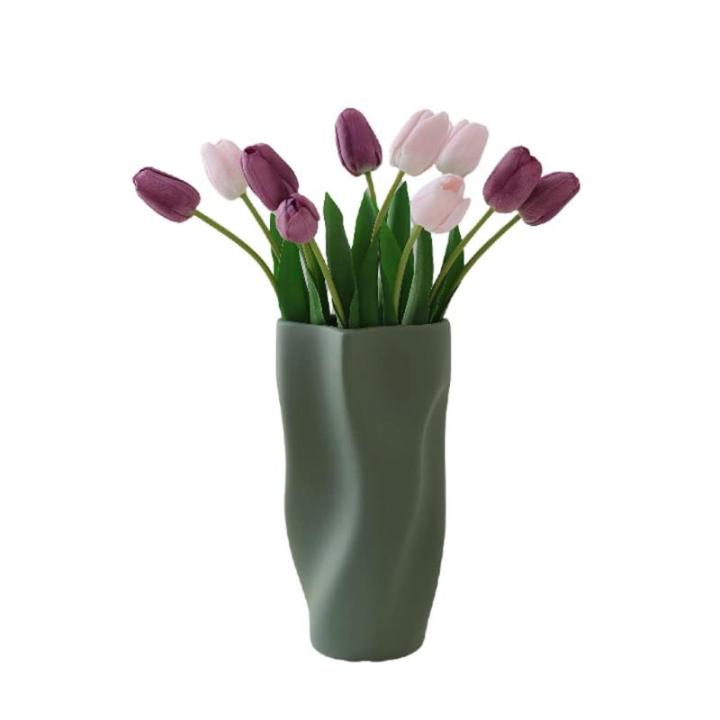 Kunstblumen Künstliche Tulpenblume in Keramikvase, für Zuhause, Küche, Hochzeitsdekoration, gefälschter Tulpenstrauß, 5 Farben für jeden Anlass