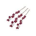Gry & SIF Kunstkersenbloesemtakken van vilt, flexibele steel, decoratieve takken, vilten bloem, vilten tak, kersenbloesem, lentedecoratie, handgemaakt, Fairtrade, 43 cm, 3 x fuchsi