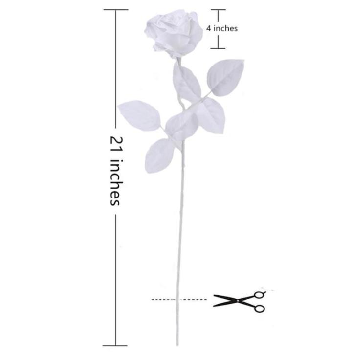 12 stuks Kunstmatige Rozen, 53cm Kunstrozen Enkele Lange Steel , Realistische voor Bruiloftsboeket, Thuis Tuin Woonkamer Hotel Kantoor Decoratie (Puur Wit)