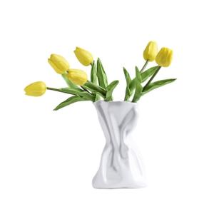 Kunstblumen Kunstblumen, künstliche Tulpen mit Keramikvase, gelbe Tulpen, echtes Blumenarrangement, Hochzeitsdekoration für jeden Anlass
