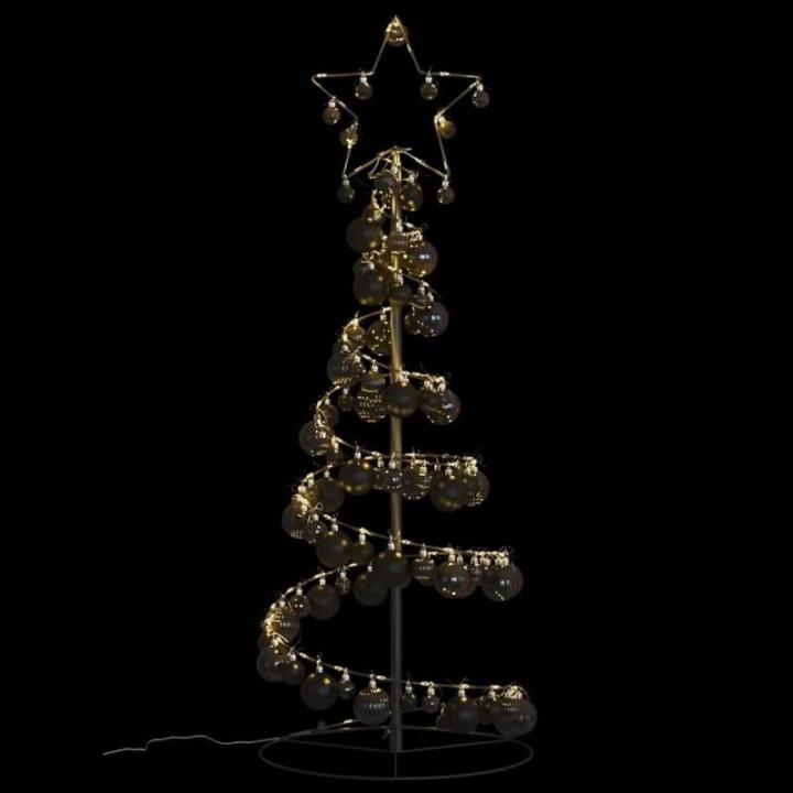 Kerstboom kegelvorm met ballen 80 leds warm wit 120 cm