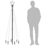 Led-kerstboom met haringen, lichtboom, kerstdecoratie, ster, verlichting, buitenverlichting, lichtketting, warmwit, 108 leds, 180 cm