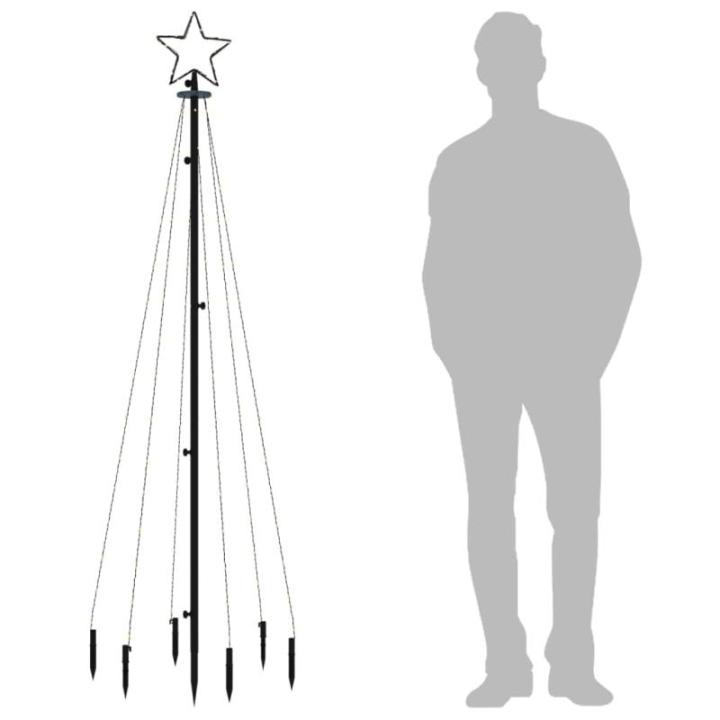 Led-kerstboom met haringen, lichtboom, kerstdecoratie, ster, verlichting, buitenverlichting, lichtketting, warmwit, 108 leds, 180 cm
