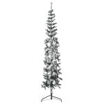 Künstlicher Weihnachtsbaum Grün und Weiß 180 cm Höhe PVC-Material Halb-Weihnachtsbaum Platzsparend Wand Christbaum Innen- und Außenbereich Wirtschaftliche Weihnachtsdekoration