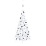 Künstlicher Halb-Weihnachtsbaum Beleuchtung Kugeln Weiß 240 cmWeiß und grau