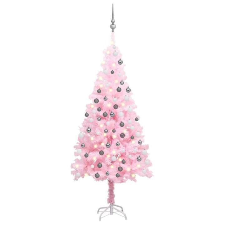 Wiederverwendbar Künstlicher Weihnachtsbaum mit Beleuchtung und Kugeln 180 cm H Christmas Tree Tannenbaum Weihnachtsdeko Christbaum Kunstbaum Halloween Weihnachtsbaum PVC und Stah