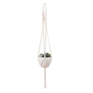 Großformatige Betriebsaufhänger Korb Handgemachte Seil Töpfe Halter Feinhanfseil Net Blumentopfpflanze Lanyard (Color : Schwarz)