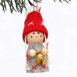 Schattige gebreide poppetjes als kerstornament, in 2-delige set, in grijs/rood